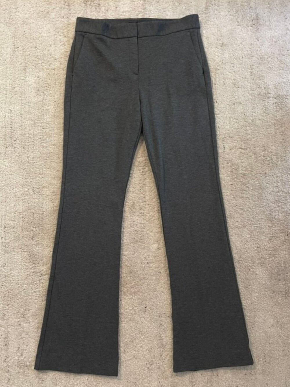 Theory Pull-On Stretch Ponte Trouser in Charcoal Gray Garetto Size 12